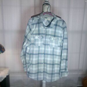 STITCH PLAY Long Sleeve Snap-Up Front Gray, White & Black Flannel Shirt XXL